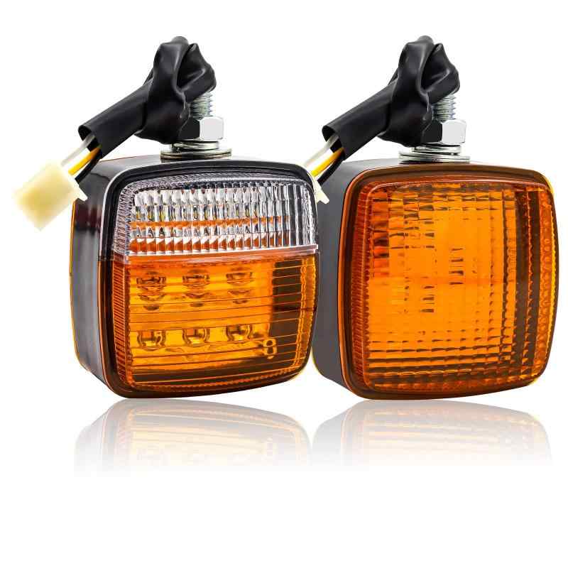 トラクター ウインカー12v IP67防水, フォークリフト ウインカー(アンバー＆ホワイト) 両面ウインカー 2個セット 汎用12 Vトラック、自動車、トレーラー、大型トラック、トラクターなど