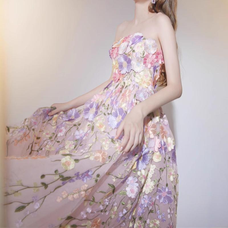 衣装 ローズプリンセスドレス 刺しゅう 立体花柄 フレンチ表現スタイル 3D花 サクラ色御姫様 越南風 無袖 酉の方角 修身 A伝達ルート 中長丈 ポリエステル 染めつける 純色 ご機嫌酉の方角 ストラップレス 人となり 心ゆかしい 角袖巡査 名媛 純欲風 三春 人となりエレガン