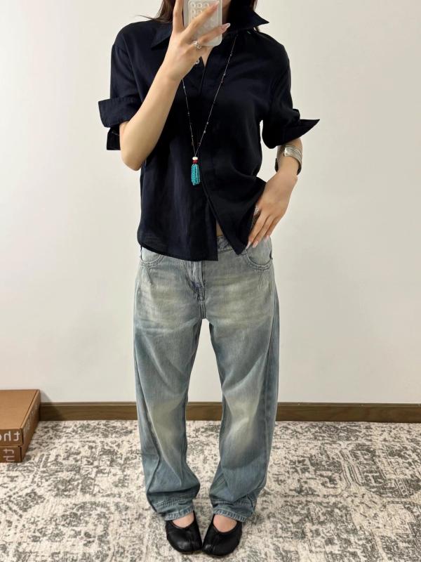 リネン プルオーバー レディース 夏 短袖 翻領 巻袖 口袋 うつり変わり ゆったり トップス 麻 無地 単排扣 名取り草 白いこと 黒いこと 当たること冷感 吸湿速乾 軽さ 普段使い走り 心地好い デイリー 御部屋御召しもの アウトドア