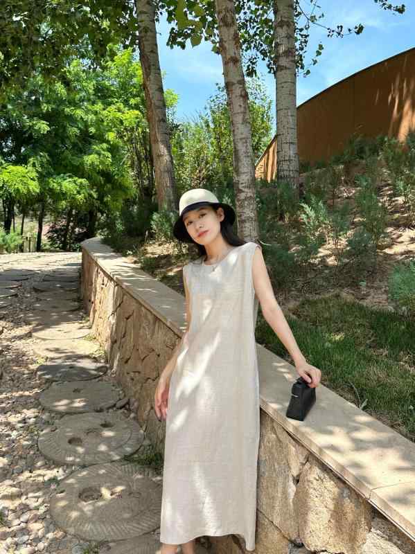 衣裳 レディース 第一義的 背心スコート 長丈 無袖 綿織物 リヨ独居室 麻 原料品 うつり変わり 目論む ラウンドのど首 ルーズフィット 影ぼうし 通い 知的能力 表現スタイル 米 黒 夏 涼感 ドレープ