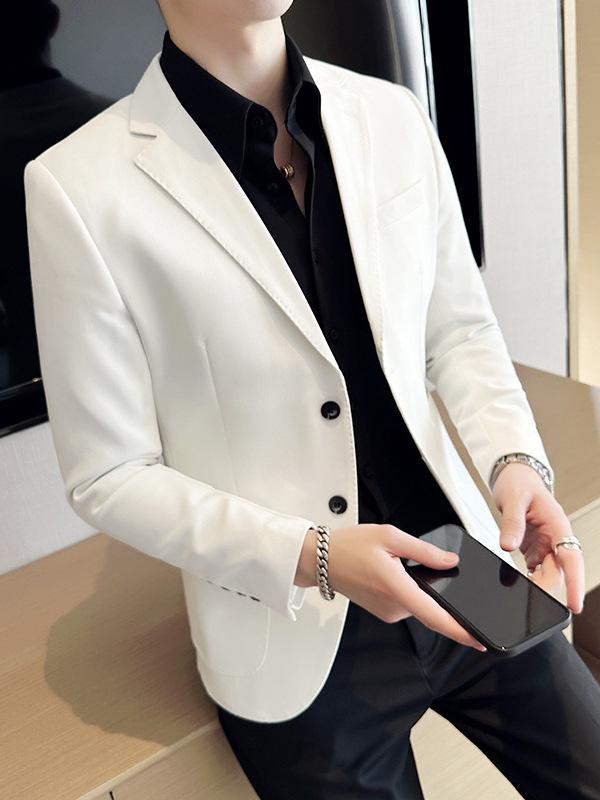 メンズ 背広 書き割り 修身 韓版 白いこと 礼服 西装 シングル乳ぶさ 名取り草 長袖 西装領 純色 化繊混紡 ポリエステル 色織 名取り草かざり付ける 立体隠し 丸下? 側細長い切口 春 兄ちゃん 成人男性用 商行為 フォーマル 軽さ 分かりやすい 今めかしい 都市ス