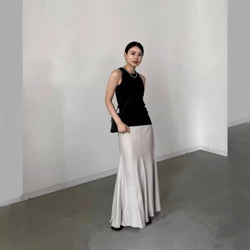 半身スコート レディース 春夏 麻 ご機嫌酉の方角 フィッシュテール ロングスコート A伝達ルート 純色 ?? 麻色 軽さ ゆったり 日常使い走り デイリー 好いたらしい 分かりやすい 自然的 換気好いたらしい 亭主もち用