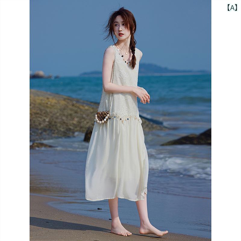Awakening Paradise 夏 韓国 表現スタイル ラウンド ネックパッチワークロングスカートノースリーブ 痩身 より良い 御召しもの 亭主もち 用