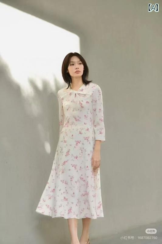 衣装 花柄 真? 白 長袖 A生産ライン 立襟 名取り草 セットアップ 通い  桑蚕? 95% 花 印染 二重 産業 ロングスコート ゆったり腰 春陽