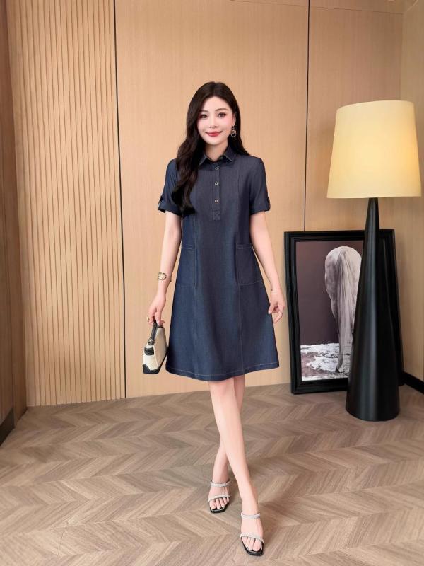 衣装 お上さん用 夏 ゆったり A生産ライン 花の冠独居室 ジーンズ 深青 通い  学習能力 奥ゆかしい 短袖 翻領 免? 単品 80-90% ポリエステル 練り合わせる