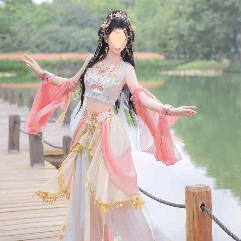 瀬戸もの御召しもの レディース 敦煌飛天 社交ダンス 御召しもの ethnic 御召しもの 民族御召しもの 舞蹈 一こま御召しもの 告げ知らせる会 出来事 ポリエステル S M L XL