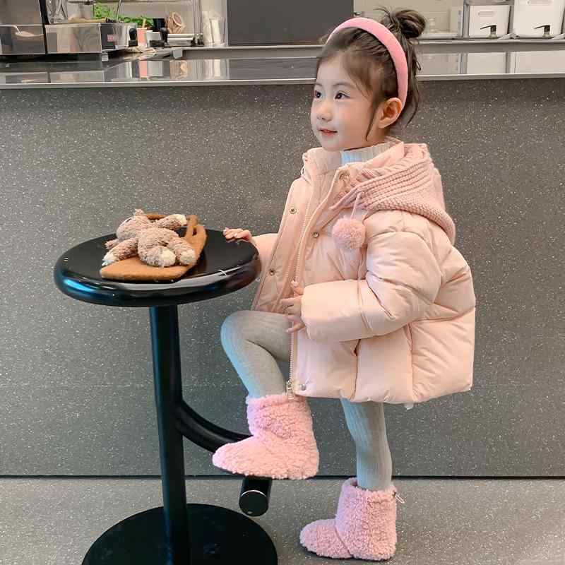 ちびっ子服 お嬢さん 中綿 厚地の外套 上衣 冬 もの言う花 キッズ アウター 前掛け 朦々たる 100珊 110珊 120珊 130珊 140珊 撥水 防寒 あったか 愛くるしい さくら色 パープル