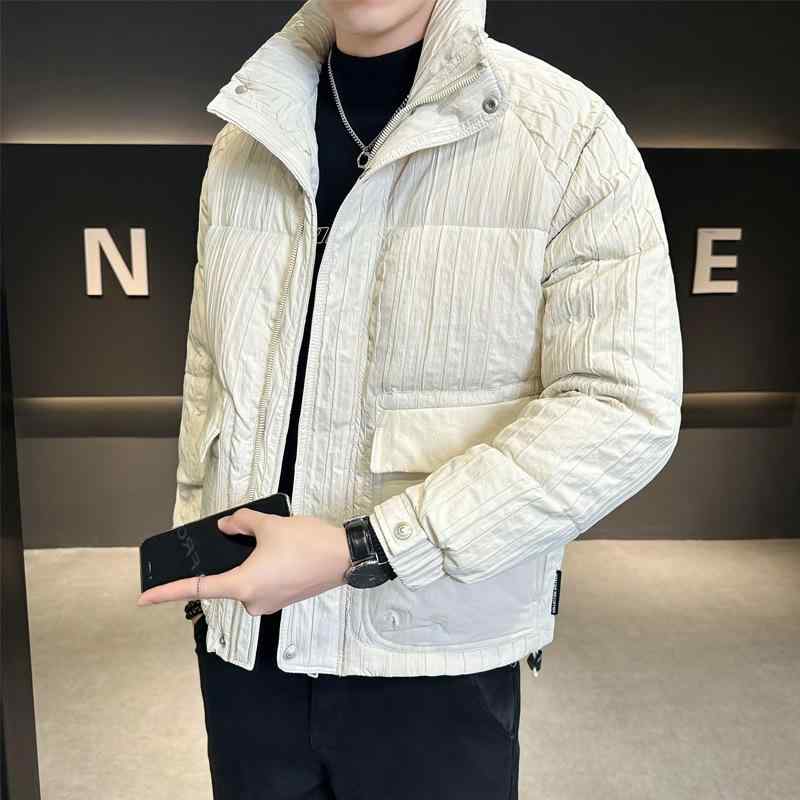 落ち込む上衣 メンズ 成人男性用 照明ランプ色合い 立ち襟 ボンネット付き添い人 落ち込む 保温 防寒 心地好い ロング丈 ウォッシャブル 薄っぺら コール天 冬用 象牙色 黒いこと 赤銅色