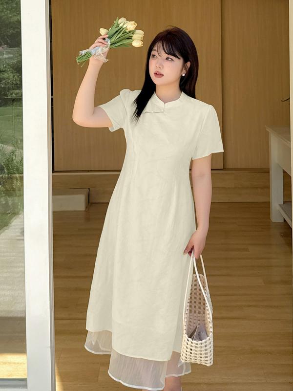 衣装 レディース 気が大きい大きさ ゆったり 瀬戸ものお召しもの うつり変わり A生産ライン 照明ランプ色合い MIDI丈 五分袖 レトロ 古典的 今めかしい 雅びやか 雅びやか ジャカード 春夏 ベージュ 黄色