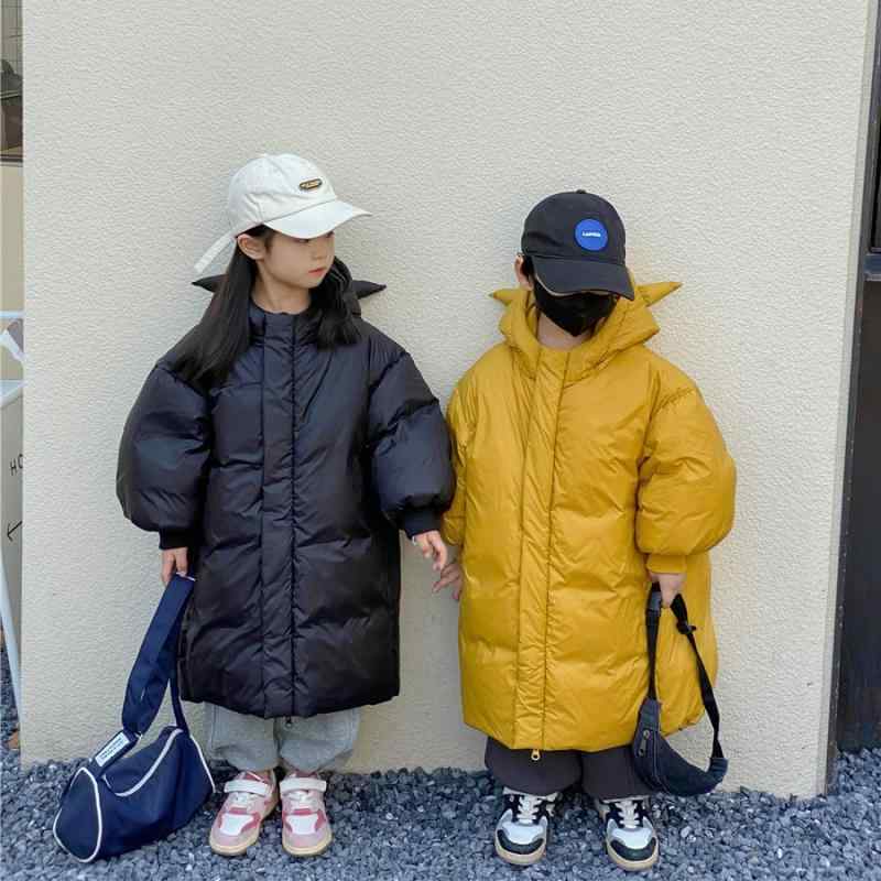 落ち込む上衣 キッズ 男女兼用 小わっぱ お坊っちゃん 御嬢さん 落ち込む ホワイトグースダウン 極厚 保温 防寒 ロング丈 あったか 韓国 アウター 秋冬
