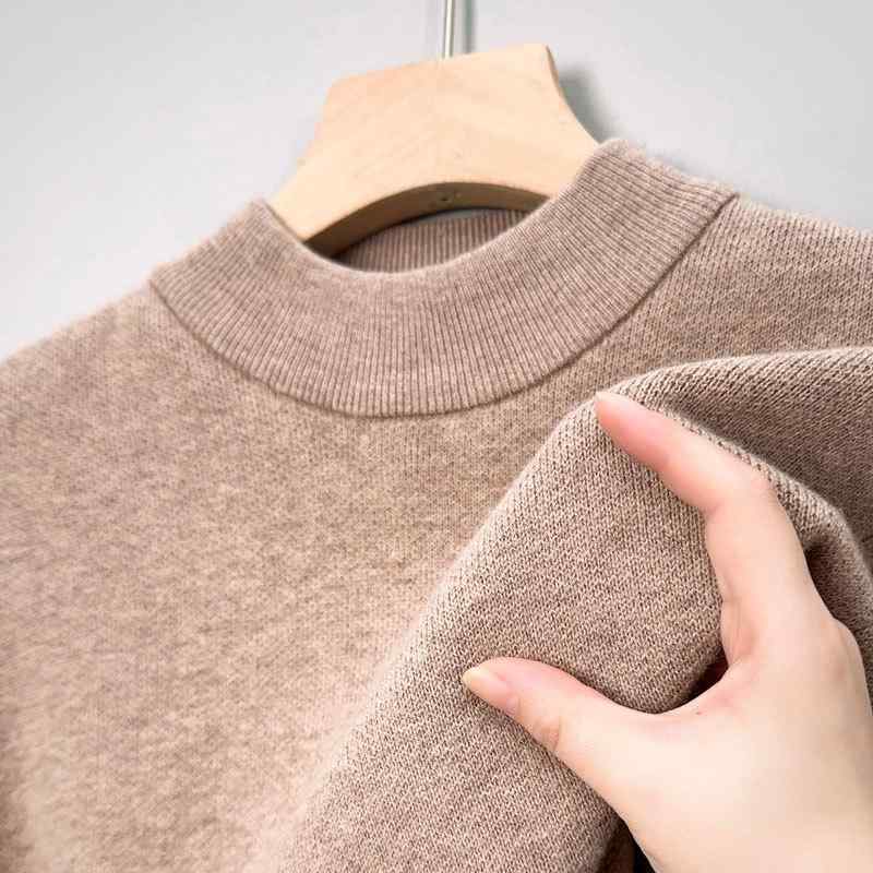 編み物 メンズ ハイネック ティーシャツ 長袖 真っただ中丈 毛 羊毛 朦々たる 保温 生あたたかい 秋冬 心地よい 商行為 第一義的 プルオーバー ざっくり編み物
