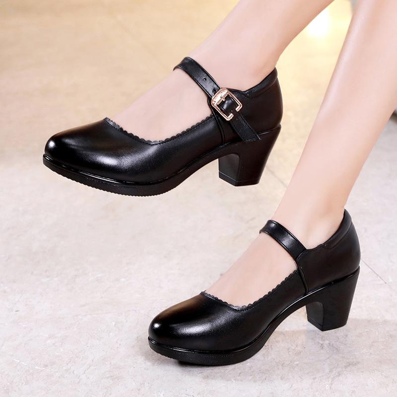 パンプス レディース 黒 なめし革調 合皮 バックル 同盟罷業さあ美 太踵 チャンキーヒール 真っただ中踵 ラウンドトゥ 馬鹿でかい大いさ 事務室 商行為 通い 社交ダンス 瀬戸もの御召しもの 歩き分かりやすい 釣り合い感