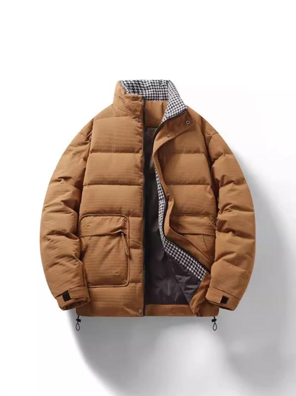 落ちこむ上衣 メンズ 冬物 朦々たる 防寒 90%落ちこむ 照明ランプ色合い ボンネットなし パファージャケット アメリカン心地よい 普段使い走り 着回し 綿織物原料品 真っただ中丈