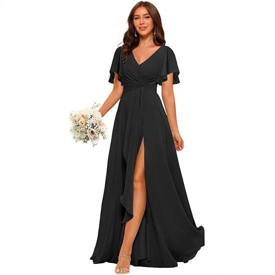 お召しもの レディース ポリエステル 夕まぐれお召しもの 寄りあいお召しもの A生産ライン Vのど首 半袖 ロング丈 高腰 無地 クジャク青色 黒いこと 赤いこと 赤銅色 ぶどう酒赤いこと オレンジ色 三鞭酒 赤珊瑚色 青色 ラベンダー サクラ色 ダスティグリーン エメラ