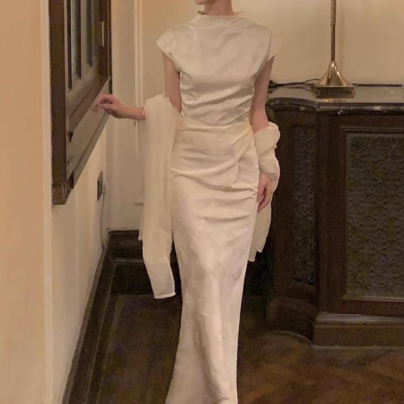 瀬戸もの御召しもの レディース 衣裳 ミモレ丈 A伝達ルート 提花 収腰 着痩せ  米白 ポリエステル 好いたらしいめ 气??雅