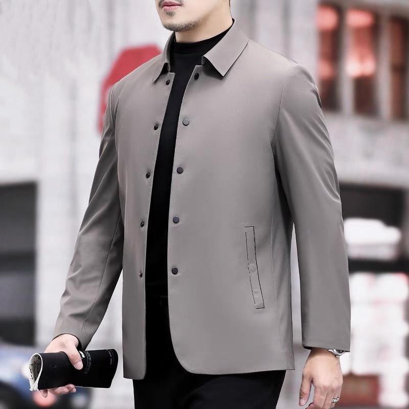 上衣 成人男性用 成人男性服 上衣 商行為心地よい ミドルエイジ 35歳以上 ポリエステル100％ 長袖 無地 青碧 暗然たる赤銅色 多隠し レギュラー袖