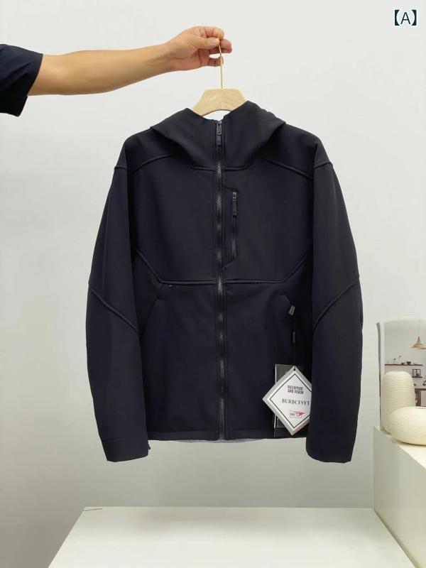 ジャケット 男性用 春秋 合体 ?色 フード付き ポリエステル 軽量 通気性 アウトドア 普段使い ブラック系｜オレンジアイランド