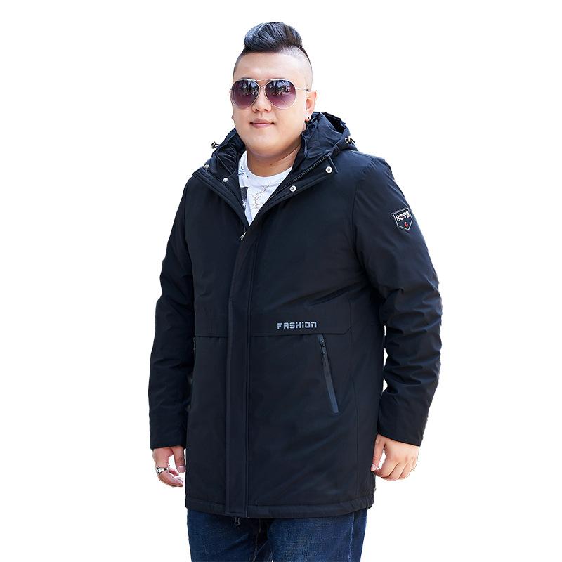 落ちこむ上衣 メンズ 成人男性用 大層らしい大きさ ビッグ大きさ ゆったり ルーズフィット 極厚 防寒 生あたたかい ロング丈 ラインドライブ着脱能力のある ダックダウン ポリエステル ボンネット付き添い人 通い 商行為 心地よい 冬物