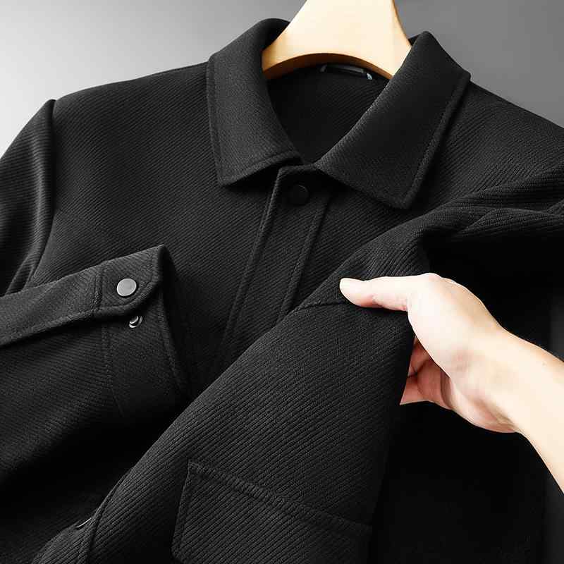 上衣 成人男性用 上衣 馬鹿でかい大きさ 4L 5L 6L 7L ゆったり 襟付き添い人 朦々たる 無地 ポリエステル 黒 黒いこと 薄墨色 御役目着 普段使い