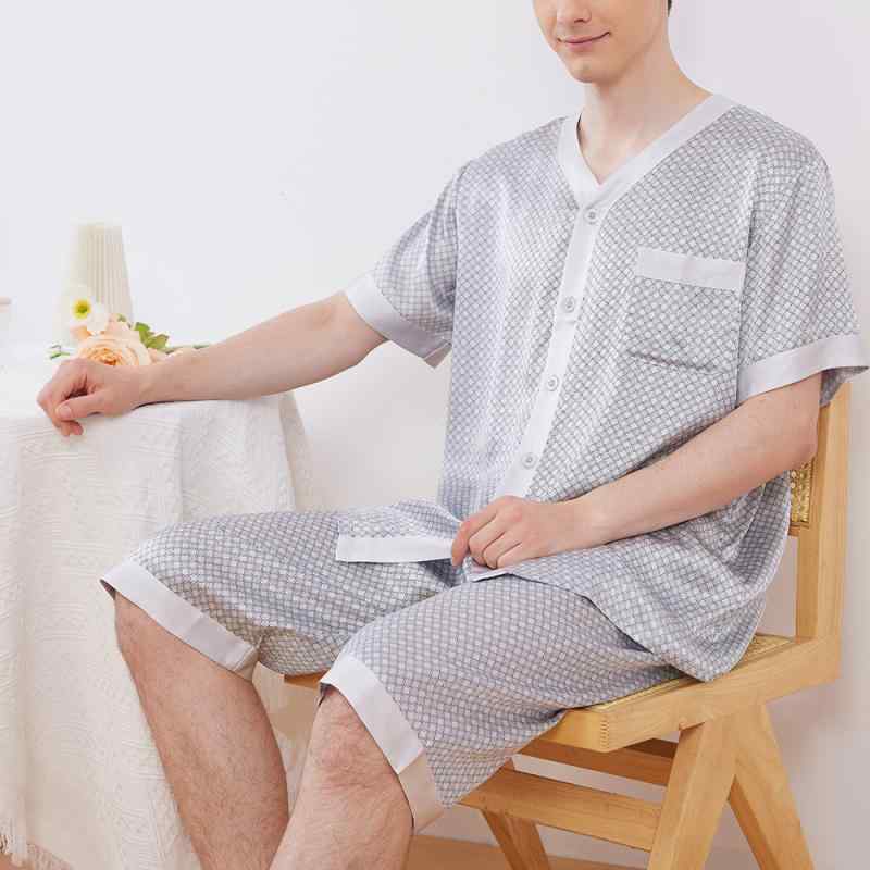 お部屋お召しもの メンズ 成人男性用 半袖 遊撃手ズボン下 桑 パジャマ 2点仕掛ける 上下仕掛ける 夏 当たること冷感 薄っぺら ゆったり 心地よい 好いたらしい 通気性 ワンマイルウェア