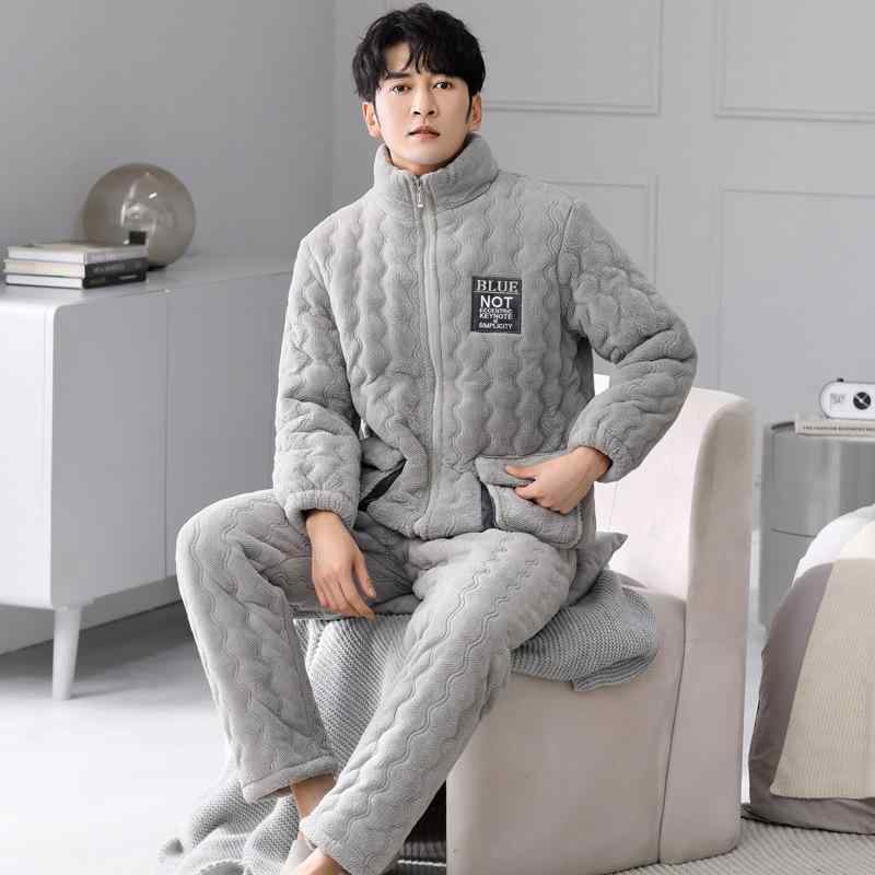 お部屋お召しもの メンズ 成人男性用 冬 朦々たる あったか 綿ネル 三層キルティング 襟付き添い人 前食い違い ジレー パジャマ お部屋着 ワンマイルウェア 上下仕掛ける 分かりやすい 晴れ晴れしい感 好いたらしい