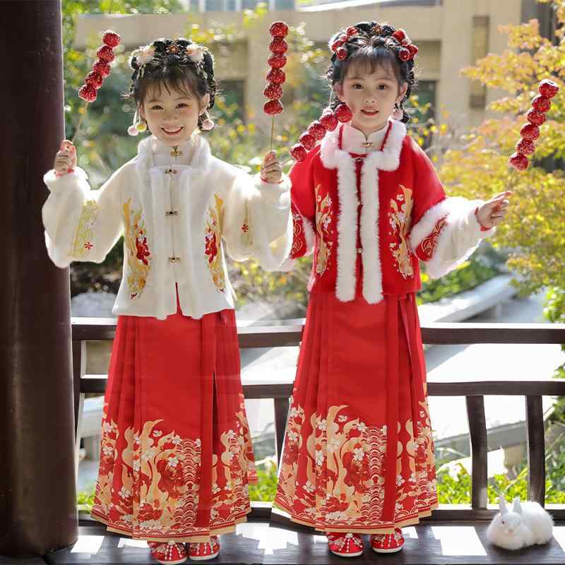 チャイナドレス ガールズ 子供用 冬用 裏起毛 新年 お祝い 唐装 民族衣装 女の子 キッズ 3歳 4歳 5歳 6歳 7歳 8歳 100cm 110cm 120cm 130cm 140cm 150cm 160cm 花柄 ポリエステル レッド ホワイト｜オレンジアイランド