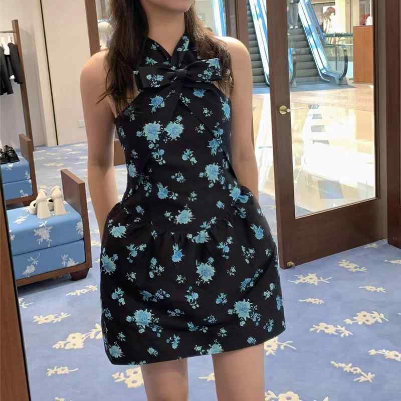 衣裳 レディース 春夏 ノースリーブ A伝達ルート 膝丈 当たること冷感 高腰 清楚 愛くるしい つがい結び