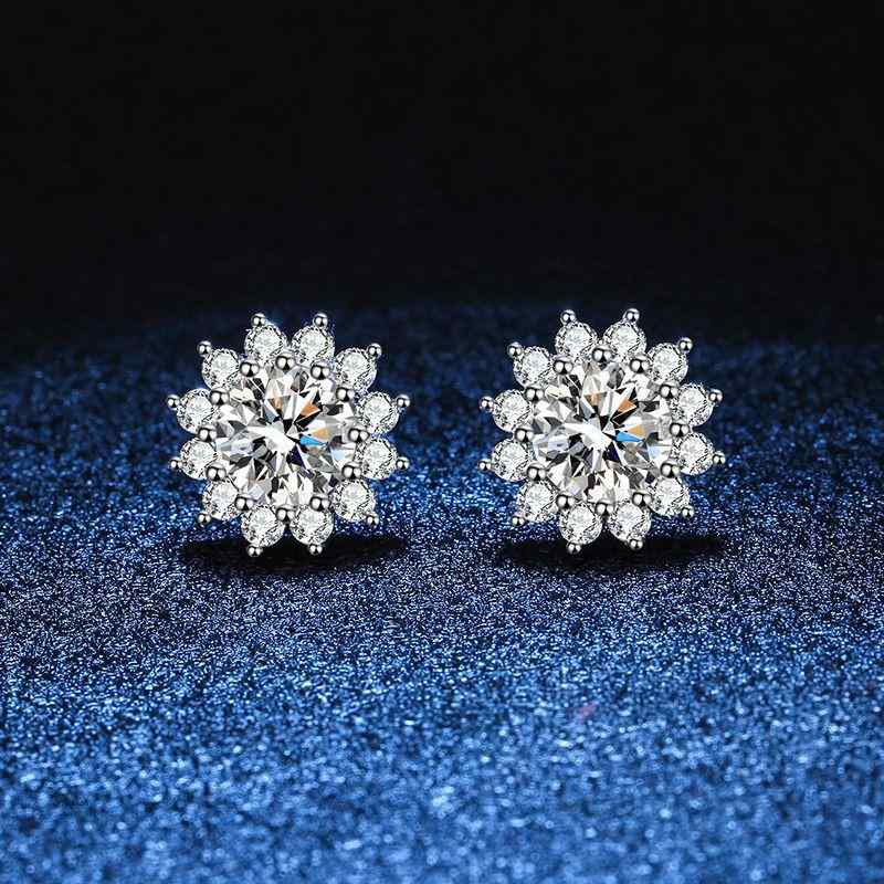 ピアス レディース しろがね色925 D色合い モアサナイト 高カーボン石 スタッドピアス 花 お花 明かりメッキ産業 幾何学学 ラウンド 事あたらしい 愛くるしげ 女子らしい