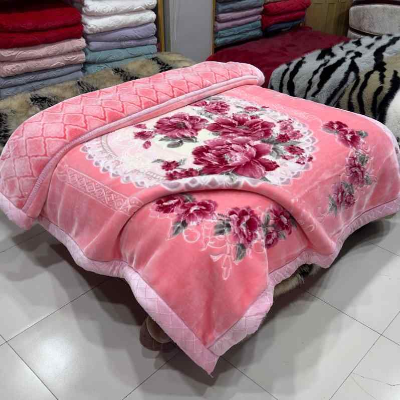 ブランケット 朦朦たる 花柄 200cmx230糎 ポリエステル あったか 毛布 大判 寝具 秋冬 花柄 サクラ色系 青碧系 赤銅色系