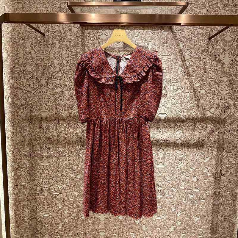 衣装 レディース 春夏 半袖 パフ捩り A生産ライン 膝丈 当たること冷感 ゆったり 愛くるしげ 花柄 赤