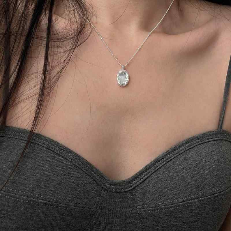 ネックレス レディース S925 シルバー 楕円 貝殻 ペンダント チョーカー レトロ アレルギー対応 アクセサリー ジュエリー エレガント｜オレンジアイランド