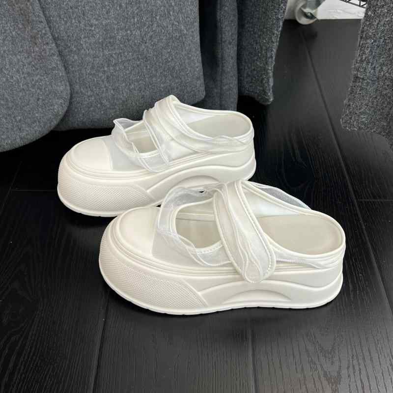 スニーカー レディース 厚底 サンダル genuine leather なめし革 メッシュ 置き目撥ねのける スポーティー 心地よい 白 黒 春夏