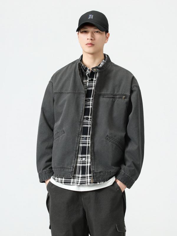 上衣 成人男性用 防風 綿織物  ?松 ミリタリー 自動二輪車 秋冬 薄墨色 カーキ M L XL 2XL 3XL 4XL