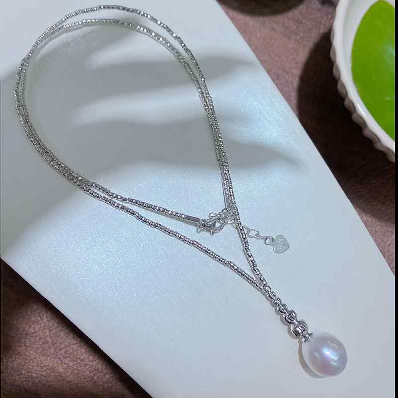 DIY アクセサリー S925 シルバー パール ペンダント 空枠 セーター チェーン パイナップル ネックレス シルバー 電気メッキ加工 シャーティング レディース｜オレンジアイランド