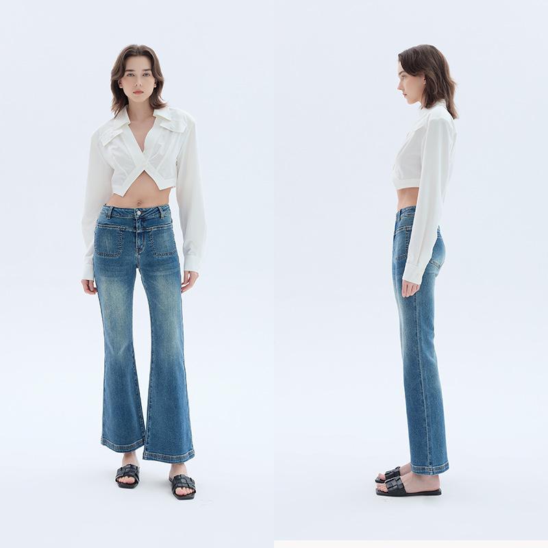 ジーンズ レディース 奈落の底青色 真っただなか酉の方角 呼びりん下つ方 伸ばすこと 衣嚢 表現スタイル引きあげる デニム 成年者のお上さんらしさ