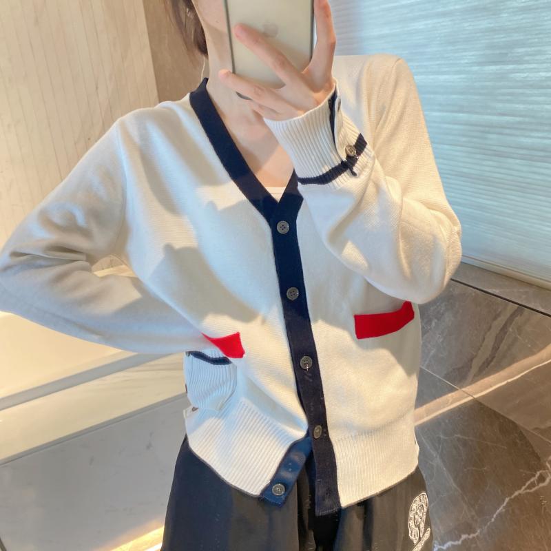 編み物ジレー レディース Vのど首 色彩設計 うつり変わり 翰林院風 トップス 長袖 秋 白 薄墨色 毛糸混紡 普段使い走り 愛くるしげ 目あたらしい 甘め