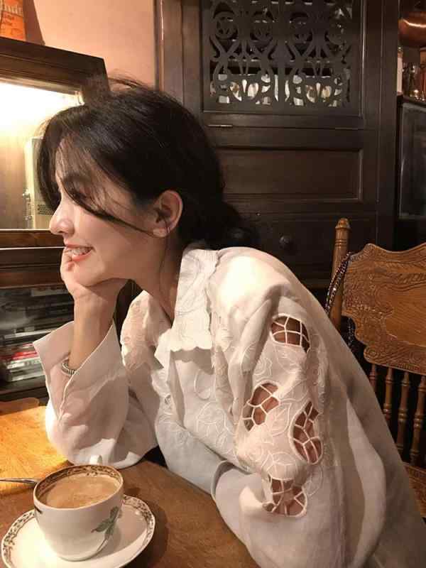シャツ レディース 刺・墸 亜麻 長袖 Vネック トップス ブラウス 接触冷感 快適 普段使い 通勤 オフィス カジュアル 白 春夏|オレンジアイランド