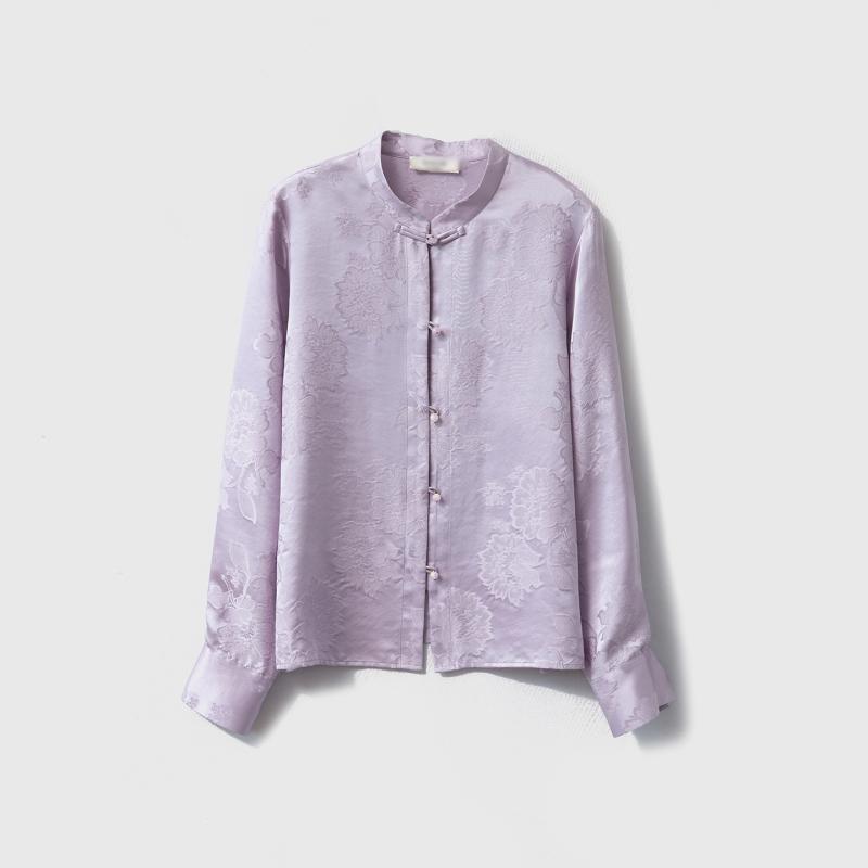 ブラウス レディース 長袖 上質 桑蚕糸 立襟 チャイナ風 ボタン トップスElegant 通勤 きれいめ 春秋冬 ?雅風|オレンジアイランド