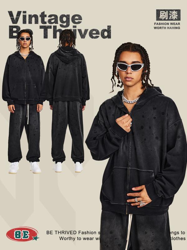 パーカー メンズ 男性用 秋冬 裏起毛 コットン ゆったり オーバーサイズ 無地 ジップアップ 長袖 ストリート カジュアル アメカジ3|オレンジアイランド