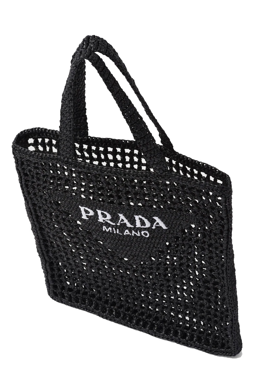 PRADA(プラダ) かごバッグ ラフィアトートバッグ バスケット ブラック