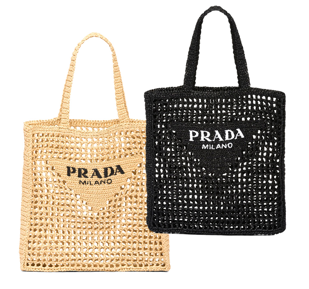 PRADA(プラダ) かごバッグ ラフィアトートバッグ バスケット ブラック