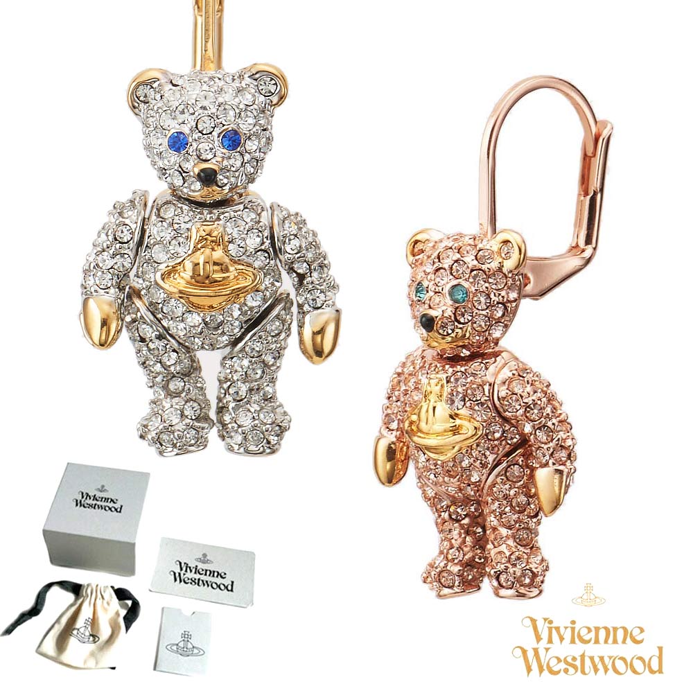 ヴィヴィアンウエストウッド クリスタルテディベア ピアス LITTLE PAVE TEDDY EARRINGS Vivienne Westwood 504891203｜OrangeCookie