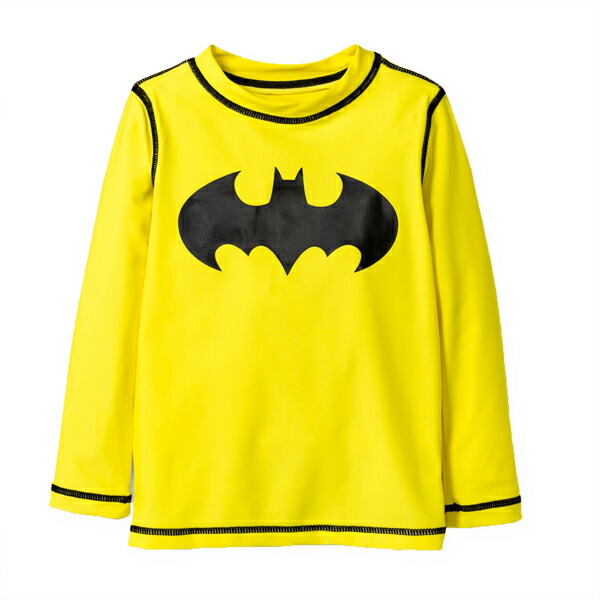 バットマン 長袖ラッシュガード イエロー 男の子 水着画像