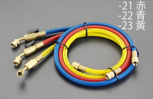 エスコ (ESCO) EA104AK-21 100cm/R12・R22・R502 バルブ付チャージングホース/赤 EA104AK-21