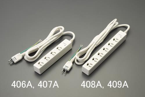 エスコ (ESCO) EA815GL-409A AC125V/15Ax5m/6口 タップ(抜け止め・雷サージ) EA815GL-409A 【2個セット】