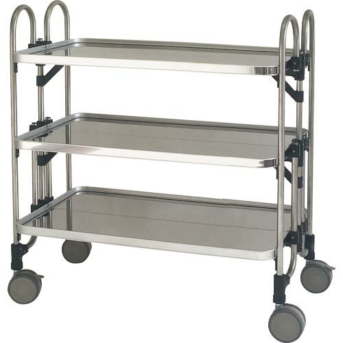 【SALE通貨価値】トクヤマ ステンレス鋼(SUS430)折りタタミ式手押し車933*505*958-3段 ( FEAW-3 )