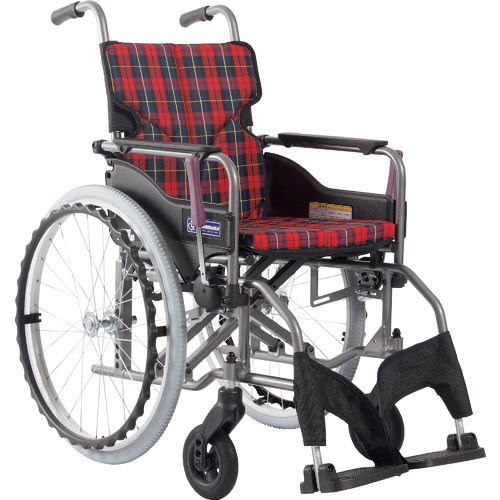 カワムラ ( カワムラサイクル ) 【非課税】 アルミ製標準型自走用車いすKMD-A22-40S-M赤チェック ( KMD-A22-40S-M-A10 ) 【メーカー取寄】|Orange Tool Tokiwa