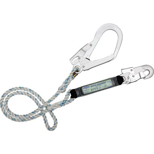 TSUYORON ( 藤井電工 ) 胴ベルト型墜落制止用器具用ランヤード(ロープタイプ)三つ打ちロープ ショックアブソーバ+フックFS-58・フックFS-93 ( TBL-93-BP )