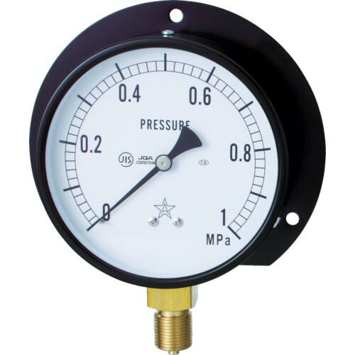 右下 ( 右下精器製造 ) 一般圧力計(B枠立型・φ100) 圧力レンジ0.0~0.16MPa ( G421-211-V-0.16MP )