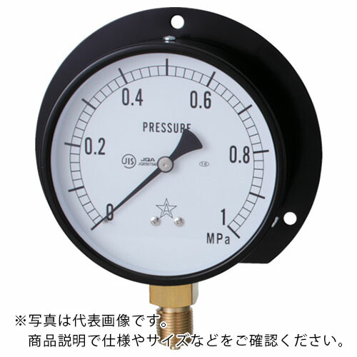 右下 ( 右下精器製造 ) 一般圧力計(B枠立型・φ100) 圧力レンジ0.0~0.25MPa ( G421-211-V-0.25MP )